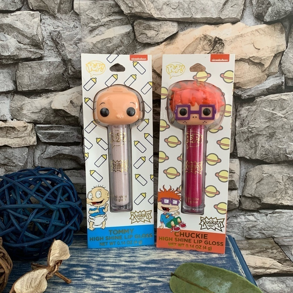 New Rugrats Funko Tommy Chuckie Pickles High Shine Lip Gloss LOT Set Pair Bundle